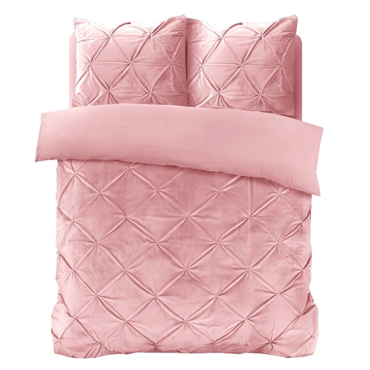 Ágynemű, rózsaszín, bársonyos, 200x200 cm