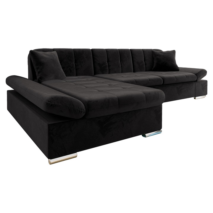 Coltar rabatabil Laviva Premium Stanga, MIRJAN 24, negru, 161x278x76 cm