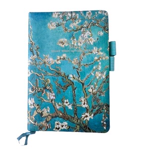 Agenda cartonata, Flori de migdal de Vincent van Gogh, file liniate, margini decorate, 16x11cm