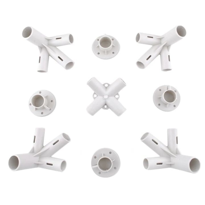 Set 9 conectori pentru montare pavilion de gradina, 3x3 m, ABS, alb, Dactylion®