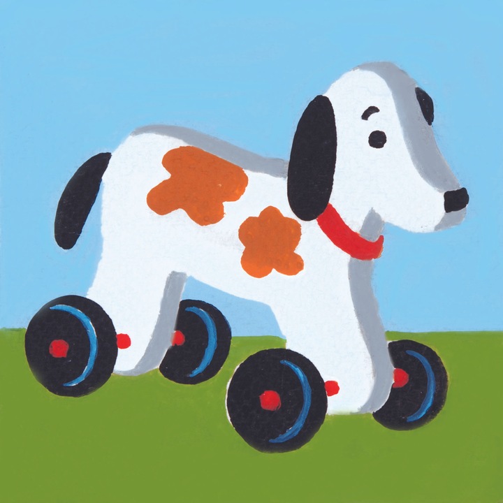 Комплект за гоблен с щампа и комплект конци Collection D`Art "Дървено куче" 10x10 см