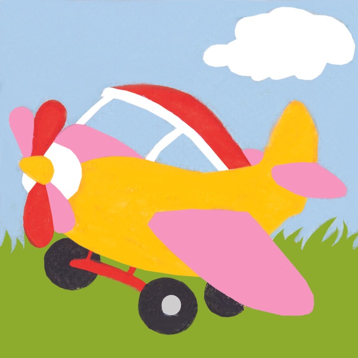 Комплект за гоблен с щампа и комплект конци Collection D`Art "Самолет" 10x10 см