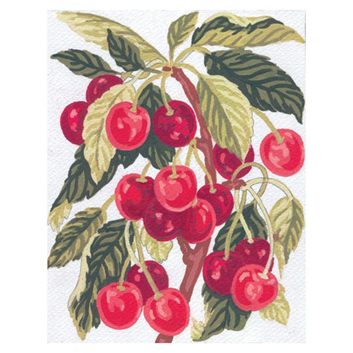 Set goblen imprimat cu imagine si set ate Collection D`Art "Cirese" 14x18 cm