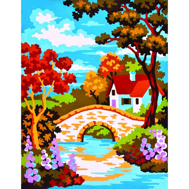 Goblen imprimat pe panza fara ate Collection D`Art "Pod de piatra" 14x18 cm