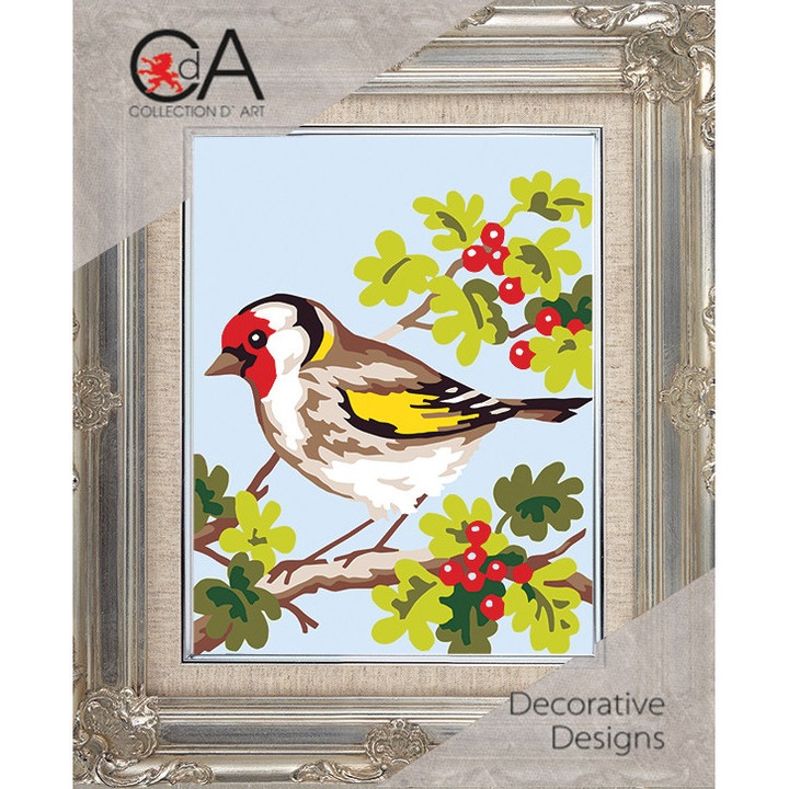 Set goblen imprimat cu imagine si set ate Collection D`Art "Ciulim alb" 14x18 cm