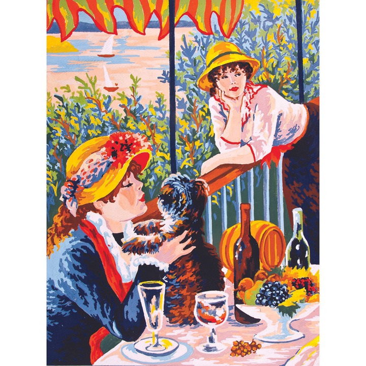 Goblen imprimat pe panza fara ate Collection D`Art "Pranz, petrecere cu barci Renoir" 30x40 cm