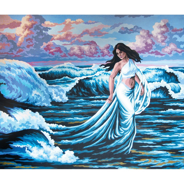 Goblen imprimat pe panza fara ate Collection D`Art "Spiritul valurilor" 50x40 cm