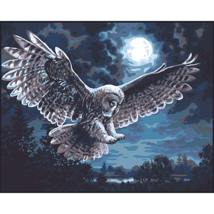 Goblen imprimat pe panza fara ate Collection D`Art "Vanator de noapte" 50x40 cm