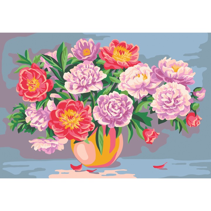 Goblen imprimat pe panza fara ate Collection D`Art "Bujori" 70x50 cm