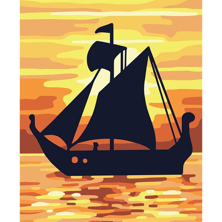 Goblen imprimat pe panza fara ate Collection D`Art "Vele la apus" 14x18 cm