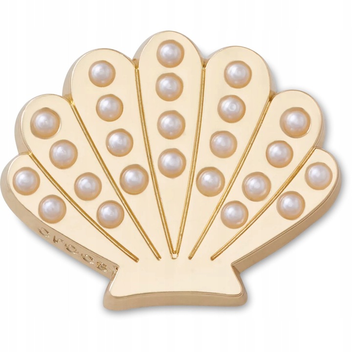 Crocs, Accesoriu incaltaminte Jibbitz, Gold and Pearl Seashell, 1 bucati, Multicolor