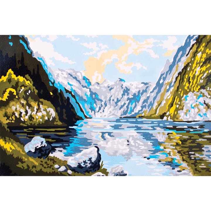 Goblen imprimat pe panza fara ate Collection D`Art "Lac glaciar D" 20x30 cm