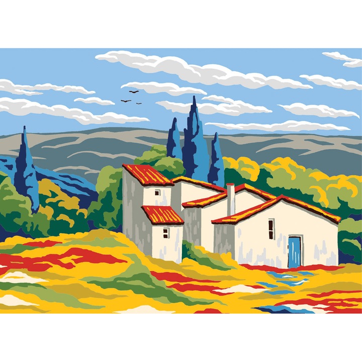 Goblen imprimat pe panza fara ate Collection D`Art "Casa alba" 22x30 cm