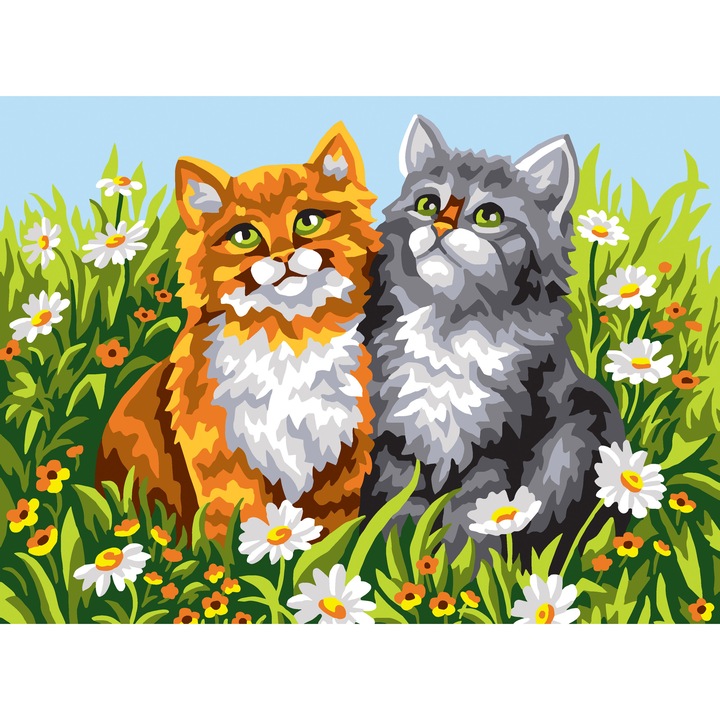 Goblen imprimat pe panza fara ate Collection D`Art "Doua pisoi" 22x30 cm