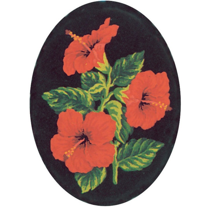 Goblen imprimat pe panza fara ate Collection D`Art "Hibiscus, oval" 18x24 cm