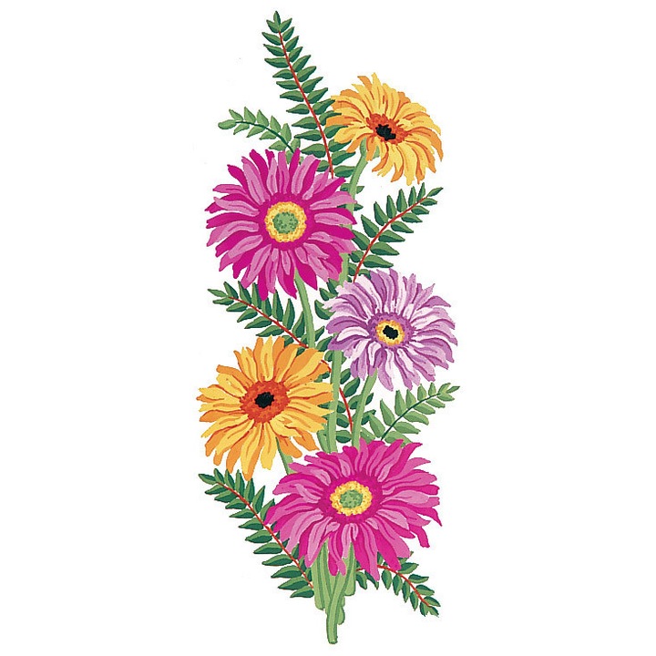 Goblen imprimat pe panza fara ate Collection D`Art "Margarete roz si galbene" 21x49 cm