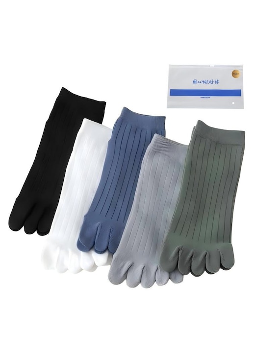 5 pár bambusz, antibakteriális, légáteresztő, több színű, lábujj zokni, 39-42 EU