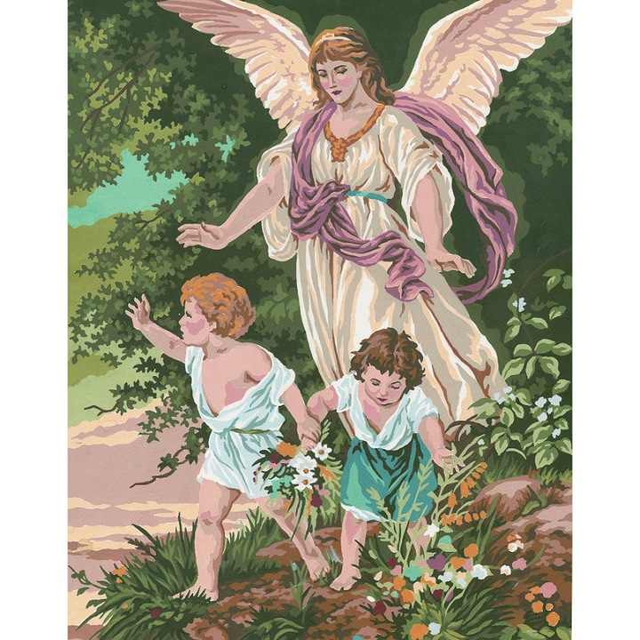 Goblen imprimat pe panza fara ate Collection D`Art "Inger pazitor" 50x40 cm