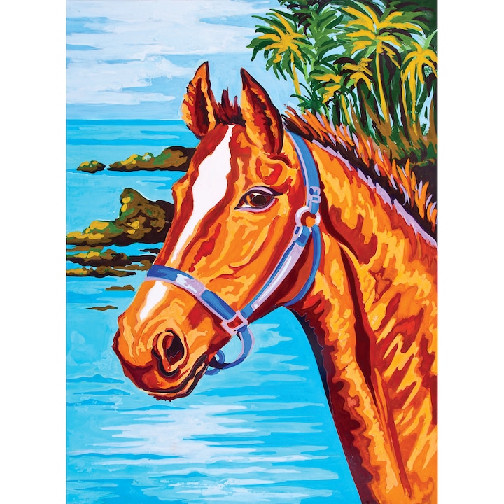 Goblen imprimat pe panza fara ate Collection D`Art "Portret al capului de cal" 30x40 cm