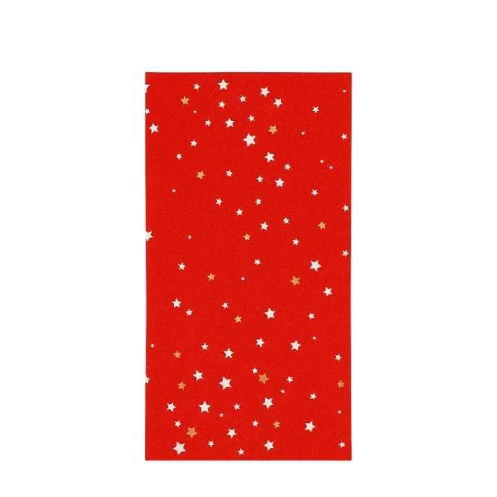 Servetele festive rosii cu stelute, pliate1/8, 33x33cm (100buc/set)