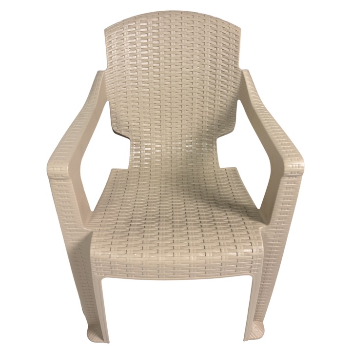 Scaun de Gradina, Terasa, Fabricat din Plastic, Culoare Crem/Capuccino, Greutatea maxima 130 Kg