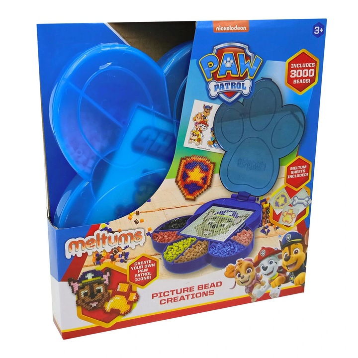 Set creativ pentru copii, Nickelodeon, 3000 buc, 9 culori, in forma de labuta de caine