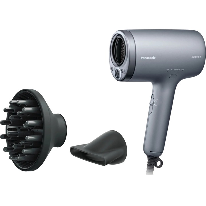 Panasonic EH-NA9N hajszárító nanoe™ és Mineral Ion technológiával (1600W, 3 fúvási fokozat, 2 fúvóka, gyorsszárító fúvóka), szürke