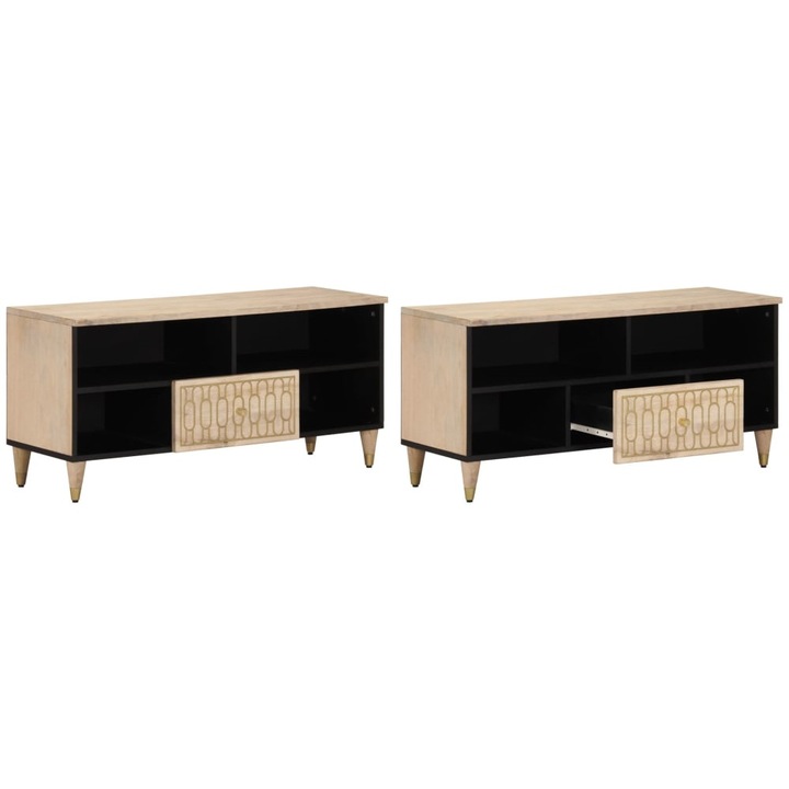 Comoda TV, 100x33x46 cm, lemn masiv de mango