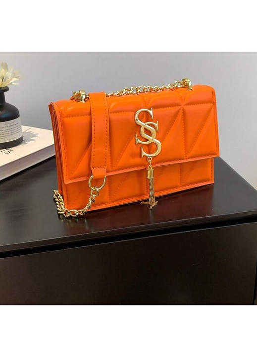 Női táska, narancssárga, ökológiai bőr, 22x14cm