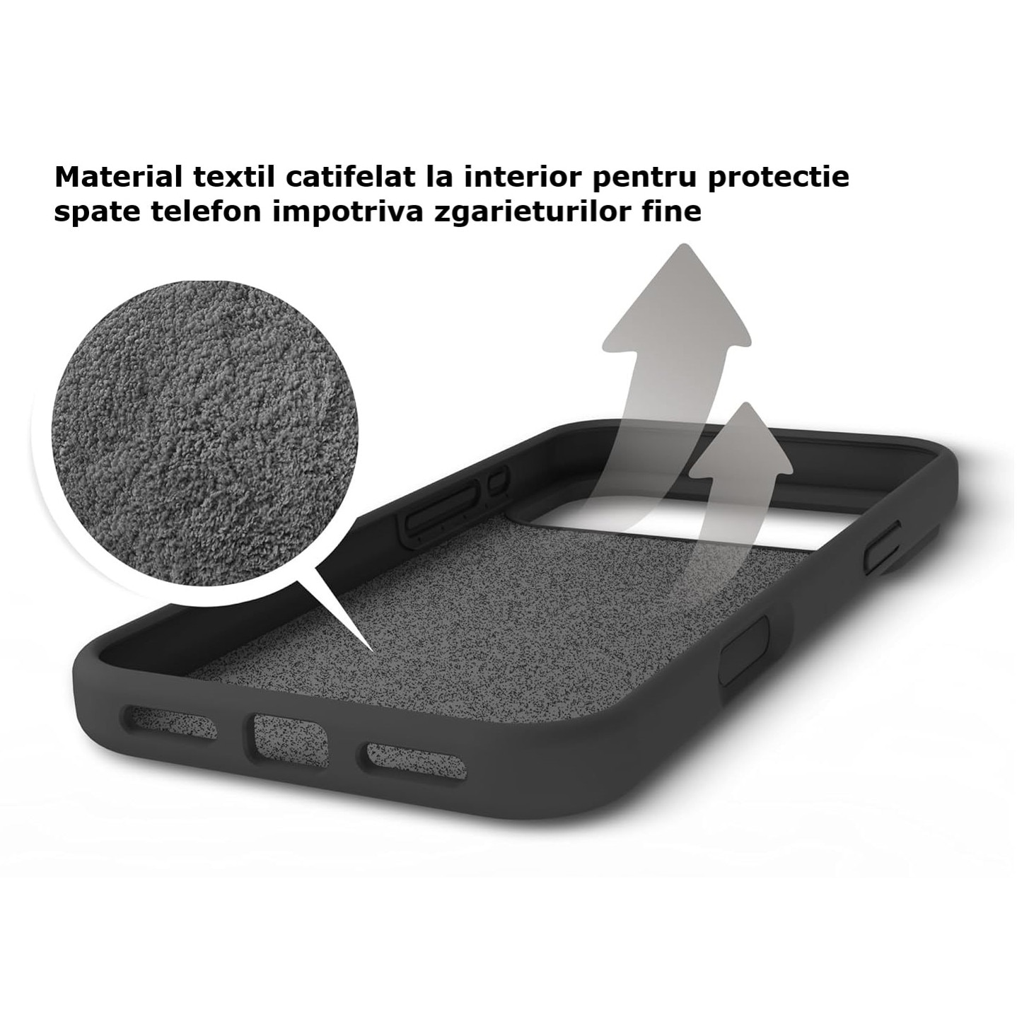 Husa protectie compatibila cu iPhone 17 Pro Max, slim, silicon Negru cu interior din microfibra, protectie camera, protectie ecran, ISAG