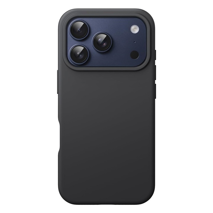 Husa protectie compatibila cu iPhone 17 Pro Max, slim, silicon Negru cu interior din microfibra, protectie camera, protectie ecran, ISAG