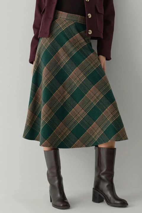 Fusta maxi, HiCCUP, linie A, fermoar, verde, textil