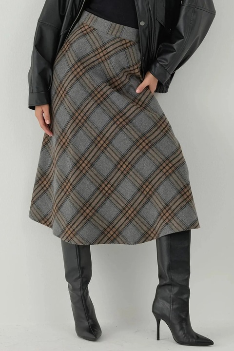 Fuste, HiCCUP, Fusta Maxi A, Gri, Textil