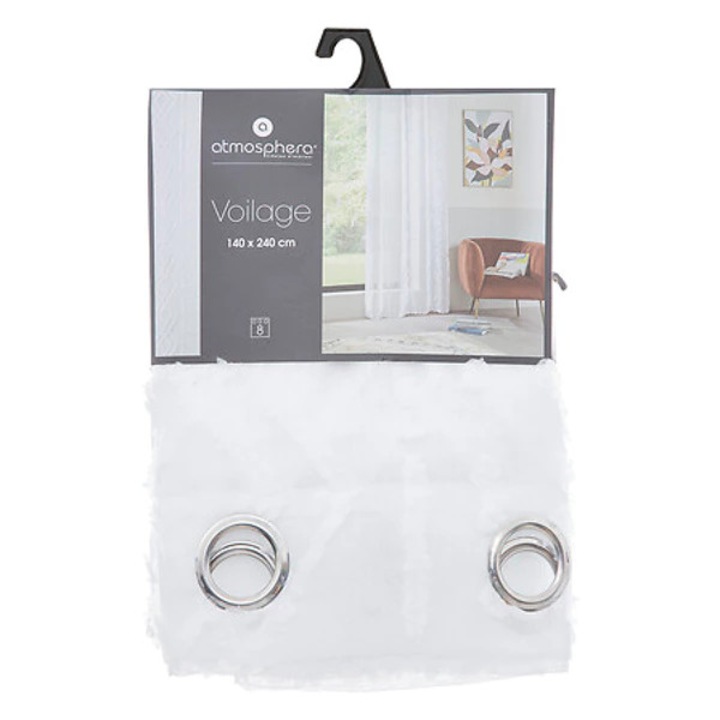 Perdea transparenta Atmosphera Jacquard Sama, brodat, alba, 140x240 cm, 8 ochete