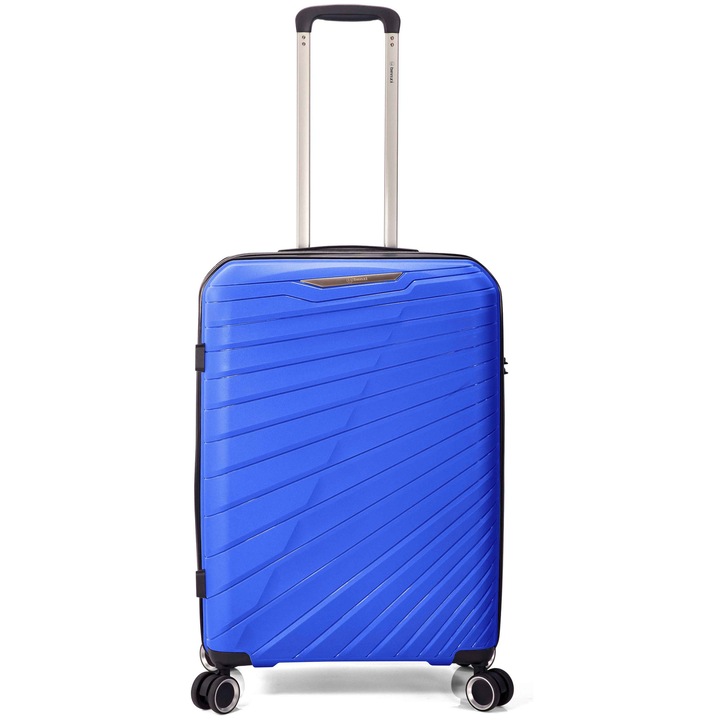 Разтегателна количка за багаж Benzi BZ 5808, 55x39x20 см, ръчен багаж, полипропилен, заключване, 4 колела 360°, синя