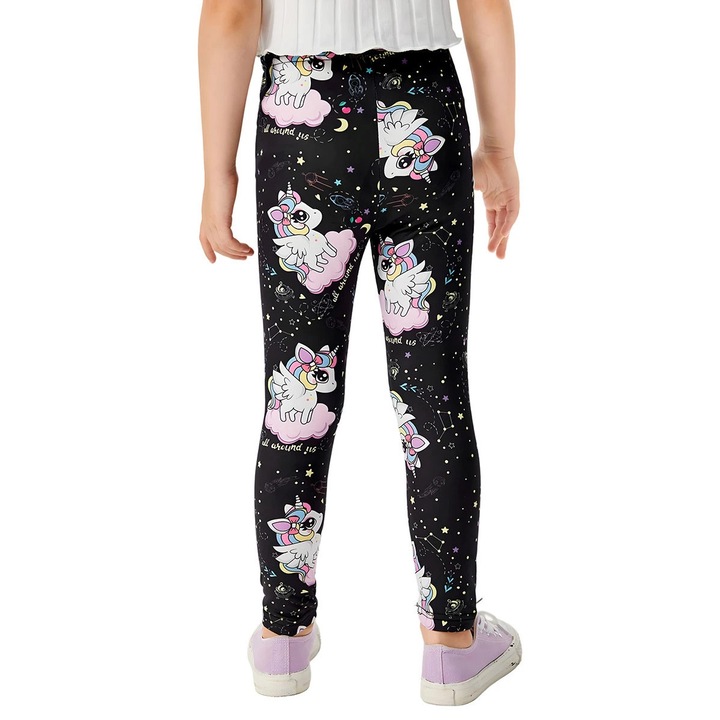 Gyerek leggings, Egyszarvú, egyszarvú mintás, rugalmas anyag, sokszínű, 104 CM