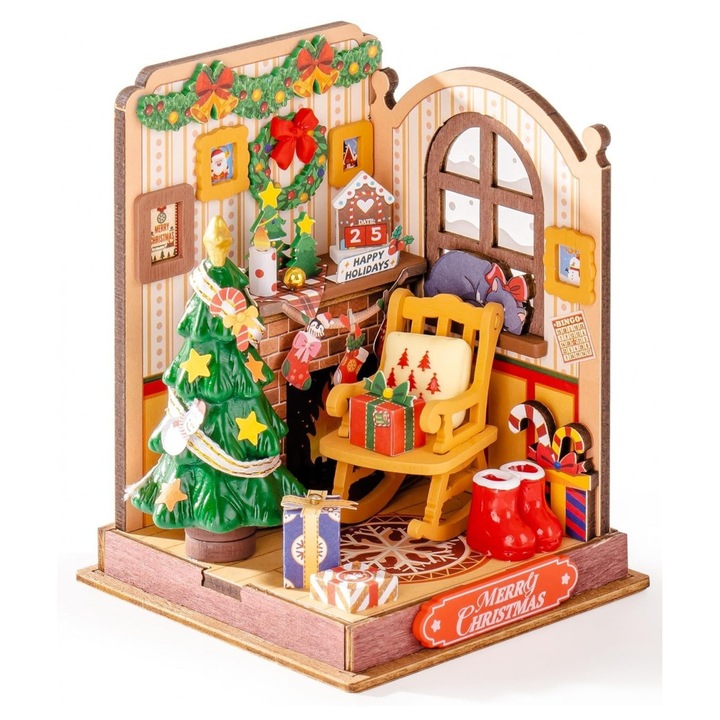 3D Puzzle Miniház karácsonyi kandalló, RoLIfe, 73 db