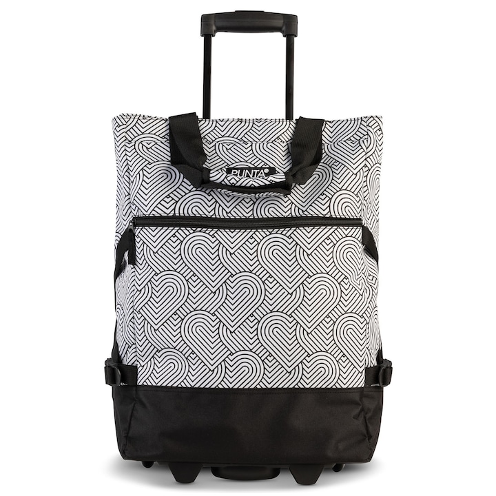 Пазарска чанта с колелца Punta F10008, бяла/черна