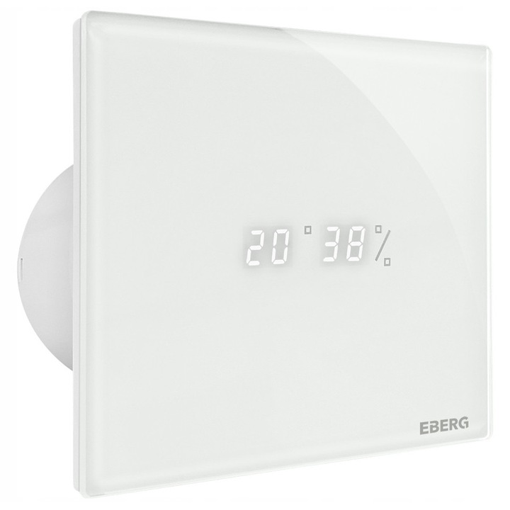 Ventilator de baie EBERG ENSO 120W, cu senzor de umiditate, temporizator, alb, 115mm