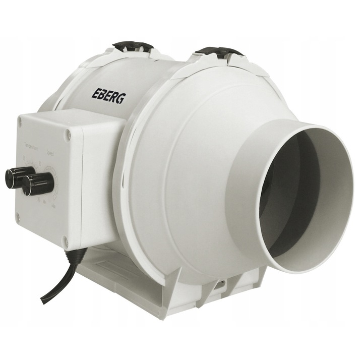 Ventilator canal EMAX GROW 125, 355m3/h, cu termostat, 125mm, 18W