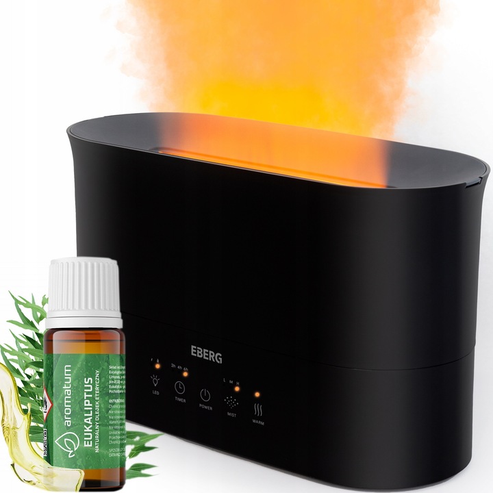 Umidificator de aer EBERG LUMO 2,2l aromaterapie semineu efect 3D flacara LED