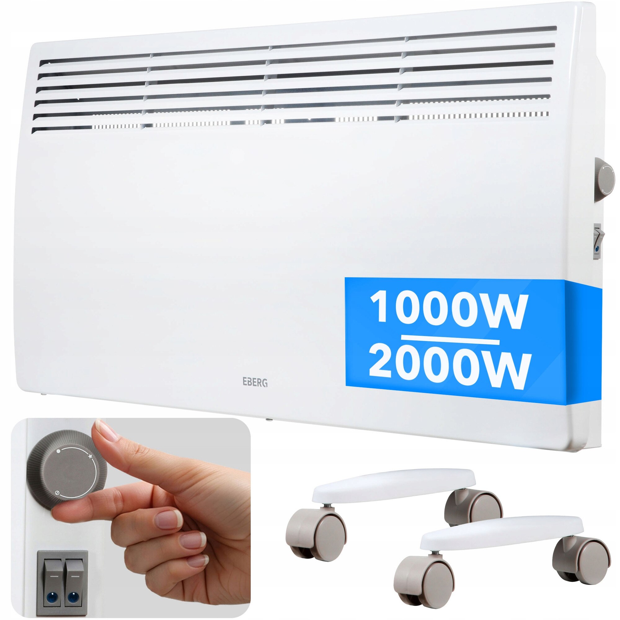 Convector electric EBERG 2000W, cu termostat, alb - eMAG.ro