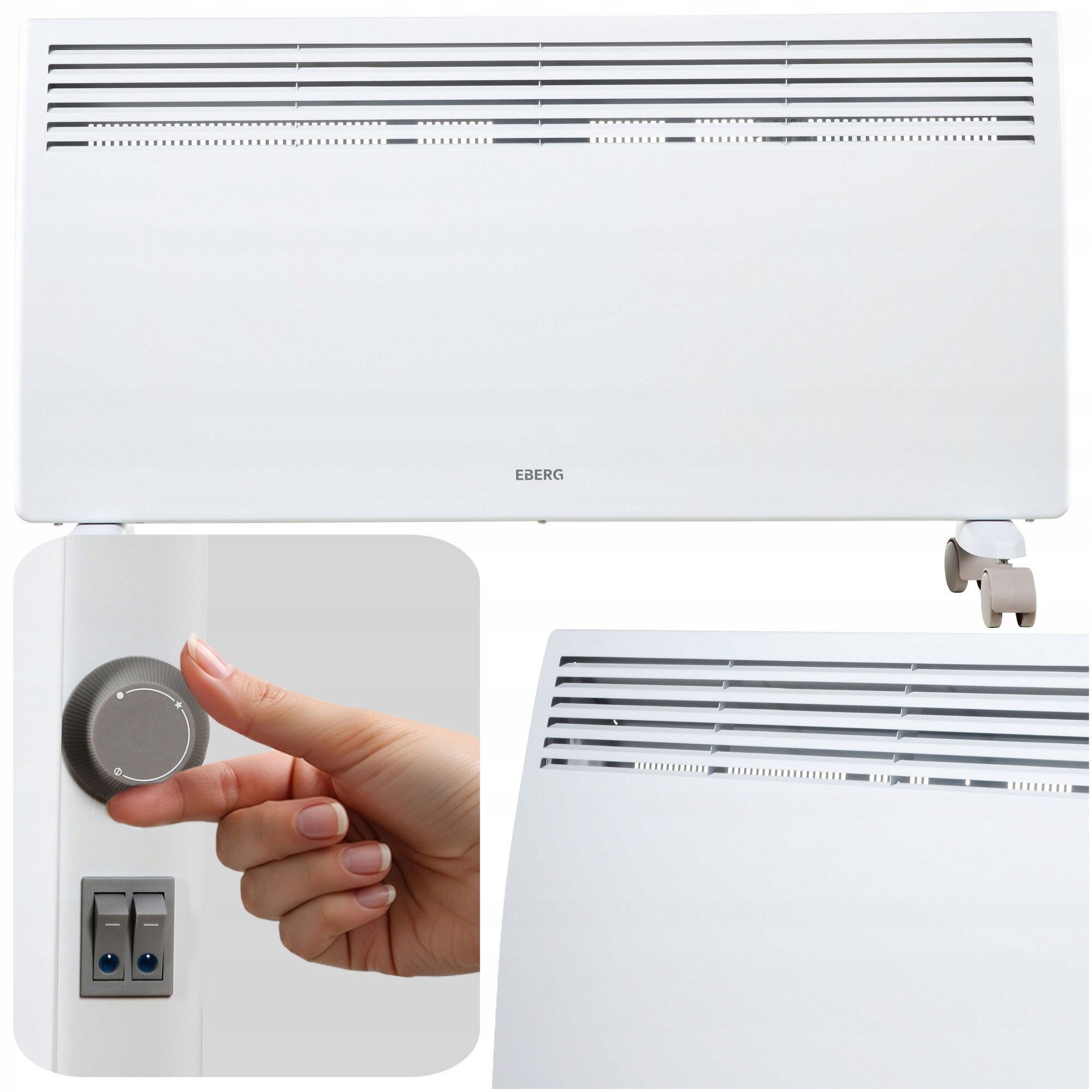 Convector electric EBERG 2000W, cu termostat, alb - eMAG.ro