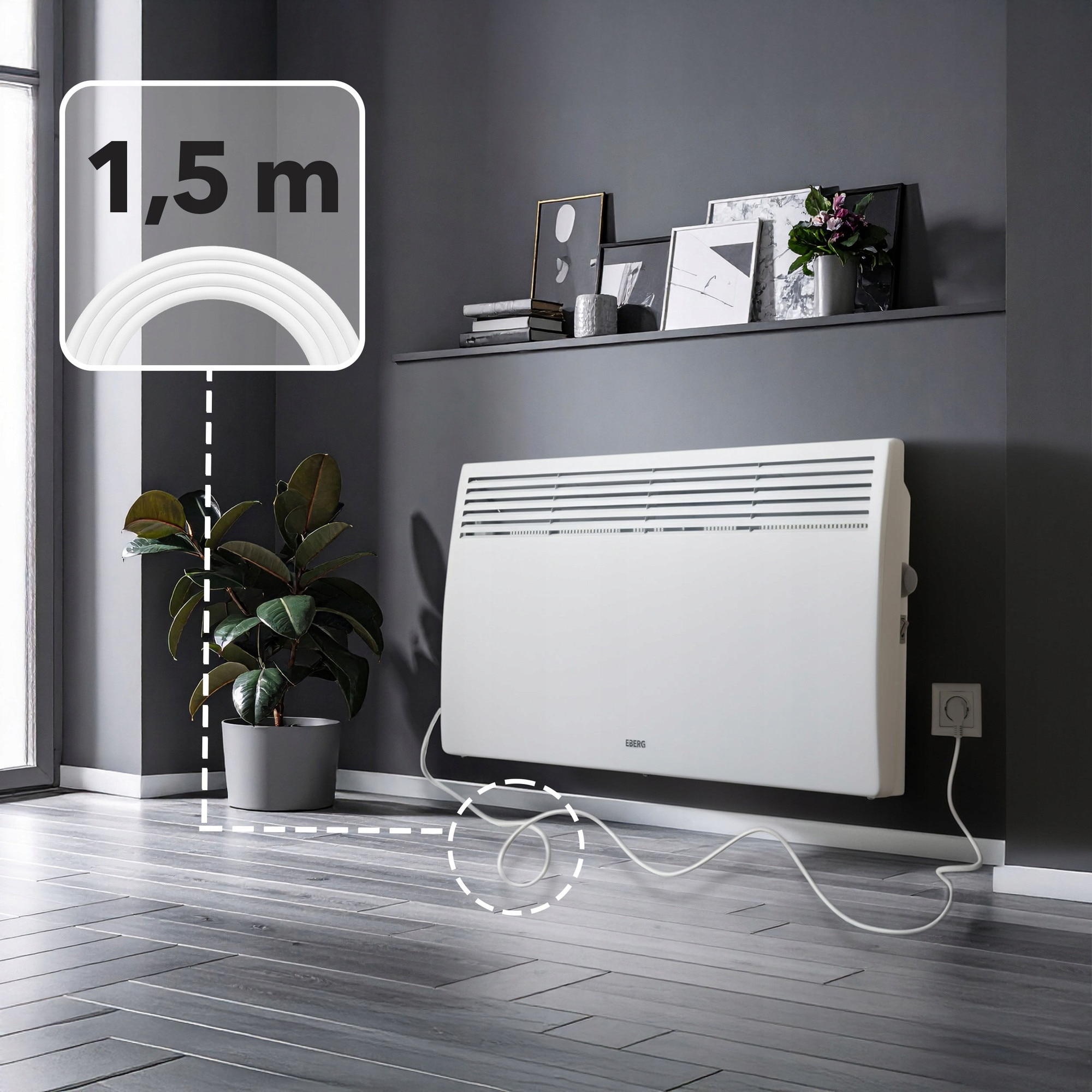 Convector electric EBERG 2000W, cu termostat, alb - eMAG.ro