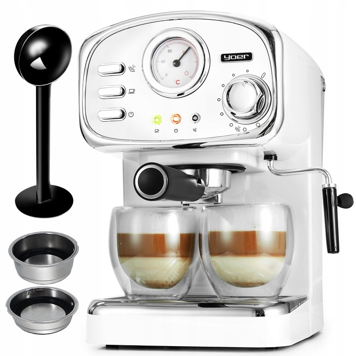 Espressor de cafea cu portafiltru Yoer 1100W 20bar 10 cafele + Spumant de lapte