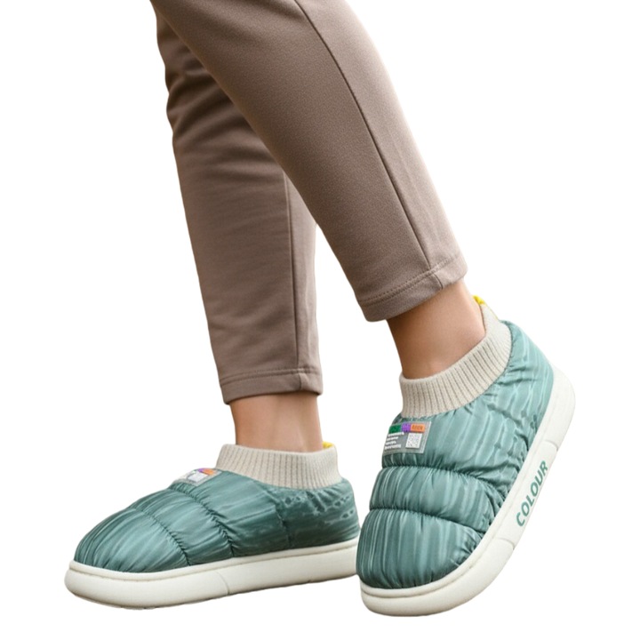 Papuci captusiti din bumbac 43079D-58verde 113204, Verde, 36-37