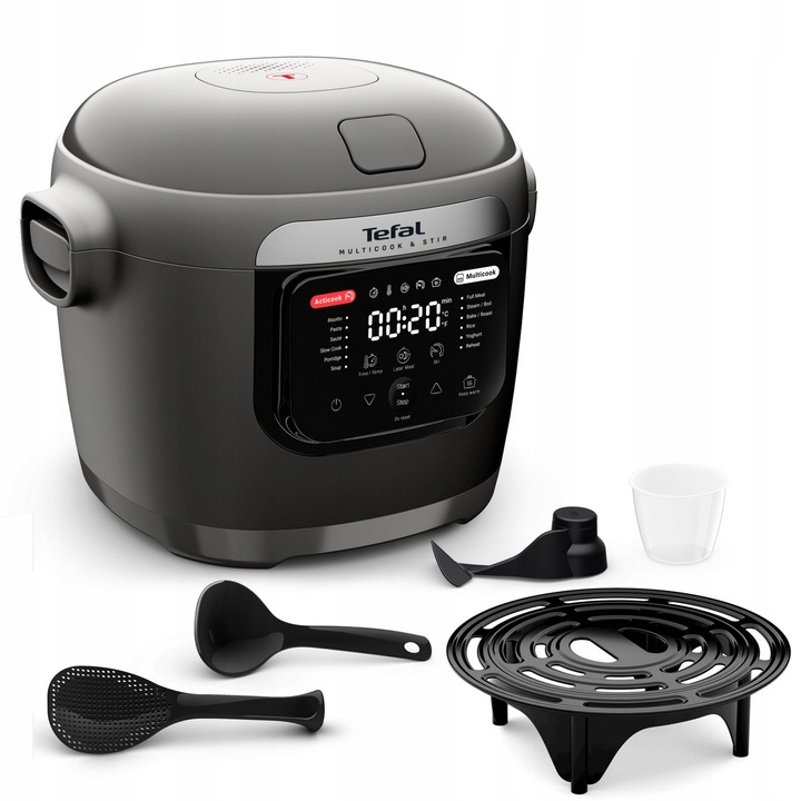 Multicooker Tefal Multicook&Stir 6l, 12 programe, negru, cu functie de amestecare