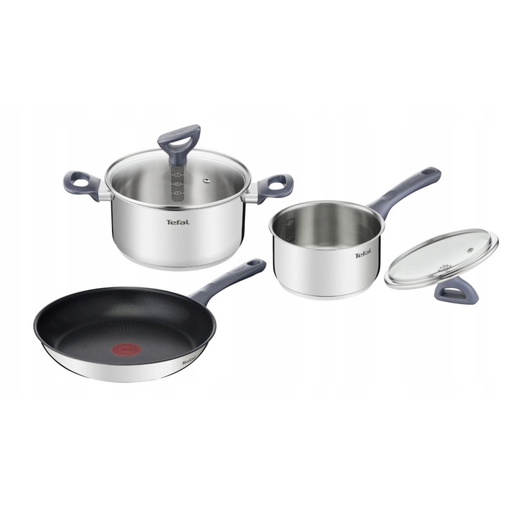 Set oale si tigai Tefal Daily Cook, 5 piese, inox, non-stick, 26x20x16cm