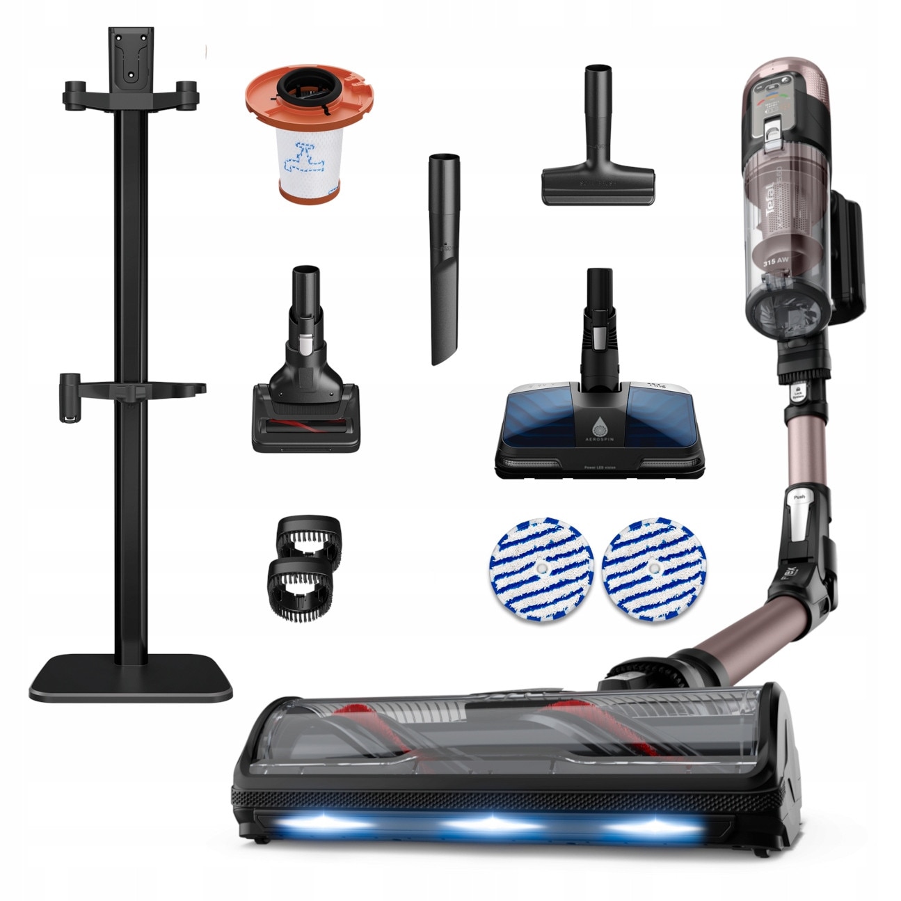 Aspirator vertical fara fir Tefal X-Force Flex 16.60, putere 780W, autonomie 55 minute, culoare albastra, set complet
