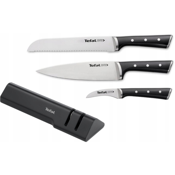 Cutite pentru paine 20, pentru curatat 7, de bucatar 20, Ice Force TEFAL 20 cm, otel, ascutitor